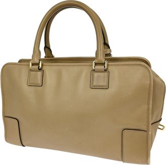 Loewe Amazona Bag Leather Beige Leather Handbag (Pre-Owned)