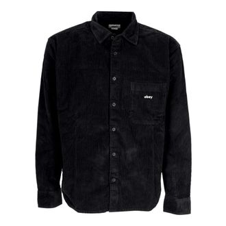 Obey Fluwelen Zwart Lang Shirt met Lange Mouwen - Heren - Casual Overhemden - Zwart - XL - Katoen - Overhemden