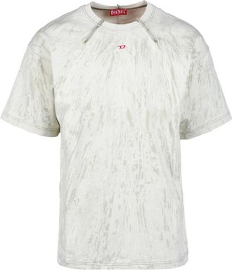 Diesel Katoenen T-shirt - Heren - T-shirts - Grijs - 2XL - Katoen - Tops