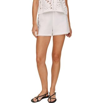 Bella Dahl Lace Panel Linen Shorts in White at Nordstrom, Size X-Small