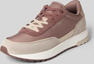 Calvin Klein Low Top Sneaker aus echtem Leder in Taupe, Gr&ouml;&szlig;e 46