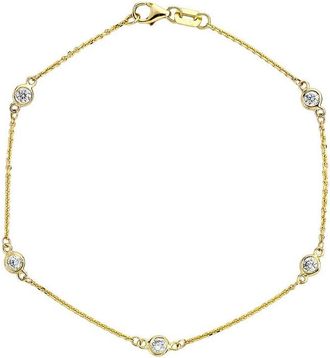 Suzy Levian 14K 0.25 Ct. Tw. Diamond Station Bracelet