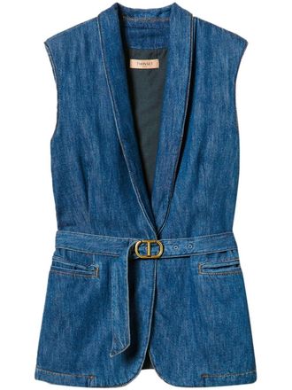 Twin-Set belted denim waistcoat - Blue