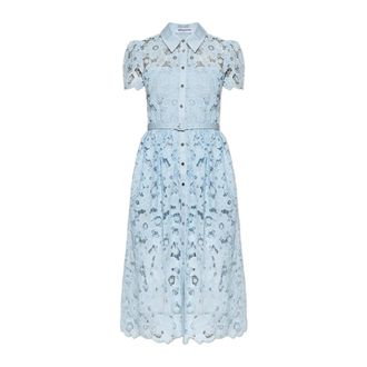 Self Portrait Shirt Dresses, female, Blue, Size: 2XS Lace Dress with Belt