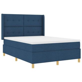 vidaXL Cama Con Somier Con Colch&oacute;n Con Cabecera Azul 140 X 200 Cm Tela Vidaxl