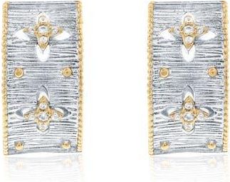 Suzy Levian Italian Florentine Cubic Zirconia Huggie Hoop Earrings in White at Nordstrom Rack