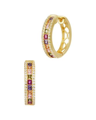 Savvy Cie Jewels 18K Over Silver Cz Hoops