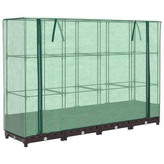 Berkfield Home Raised Bed with Greenhouse Cover Rattan Look 160x40x123 cm in Brown | Size: 160 x 40 x 123 cm