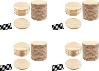 OEM 80 Posavasos De Madera, Redondos De 10 Cm (4 Pulgadas) En Blanco, Ideales Para Manualidades, Con Puntos De Silicona Antideslizantes