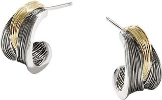 John Hardy Silver & 18K Bamboo Earrings