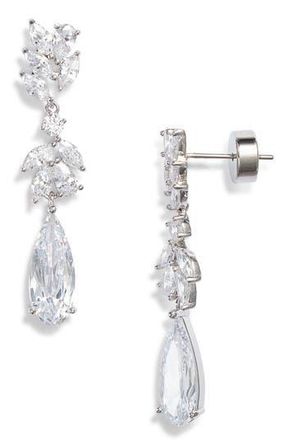 Nordstrom Marquise & Pear Cubic Zirconia Drop Earrings in Clear- Silver at Nordstrom Rack