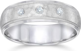 Pompeii3 Hammered Diamond 6mm Wedding Band 10K White Gold Size Selectable