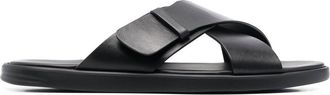 Doucal's 20mm open-toe leather sandals - men - Calf Leather/Calf Leather/Rubber - 40 - Black