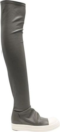 Rick Owens Over-knee Boots, female, Gray, Size: 10 US Leather Over-the-knee Boots