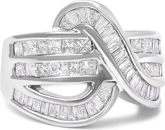 House of Brilliance 14K White Gold 2.0 Cttw Diamond Channel Set Bypass Ring