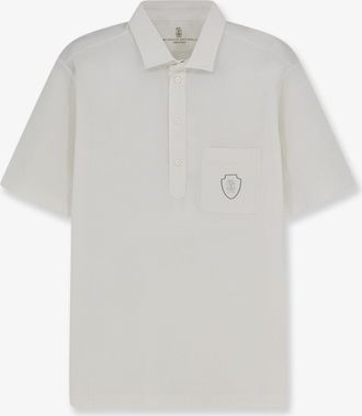 Brunello Cucinelli Polo in lana vergine con patch logo frontale - BRUNELLO CUCINELLI - gender_Man