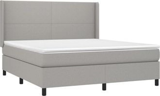 vidaXL Vidaxl - Cama Box Spring Colch&oacute;n Y Luces Led Tela Gris Claro 160x200 Cm