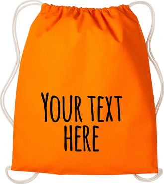 Generic Personalised RL300 Gymsac Bag Add Your Name/Text Unisex School/Gym/Sports Kit Drawstring Bag (ORANGE)