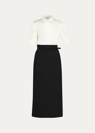 SIMKHAI Alvera Belted Midi Shirtdress