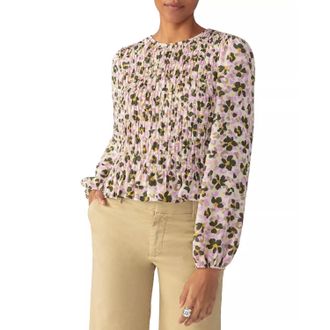 Sanctuary Get Together Top Womens Foliage Floral Smocked Blouse FROG128