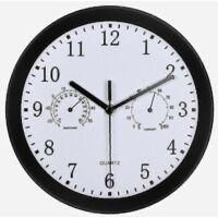 OEM Reloj De Exterior Impermeable Para Jard&iacute;n, Con Term&oacute;metro Incorporado, 25 Cm, Metal Retro, Negro, Para Patio, Piscina O Jard&iacute;n
