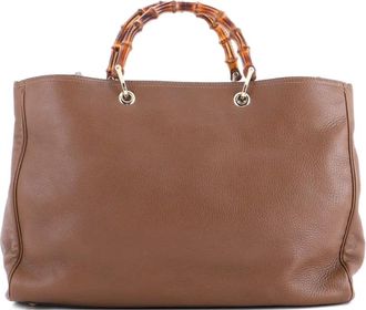 Gucci Bamboo Shopper Leather Large tote bag - women - Calf Leather/Leather/Bamboo - One Size - Brown