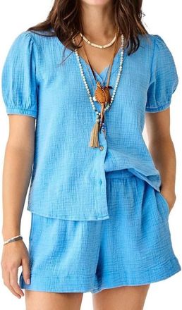 Carve Designs Milo Gauze Top In Lagoon