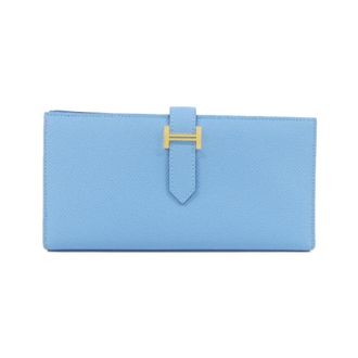 Herm&egrave;s Bearn Celeste Epsom Leather Long Wallet (Bi-Fold) (Pre-Owned)