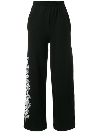 Off-white joggingbroek met zijstreep - Zwart