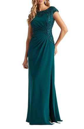 Tadashi Shoji Side Ribbon Gown in Tea Leaf at Nordstrom, Size 10