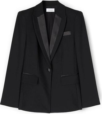 Motivi Gestructureerd Cady Jasje met Satijnen Details - Dames - Blazers - Zwart - S - Satijn - Jassen
