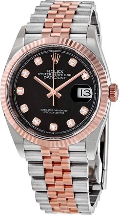 Rolex Datejust 36 Black Diamond Dial Automatic Mens Steel and 18kt Everose Gold Jubilee Watch 126231BKDJ