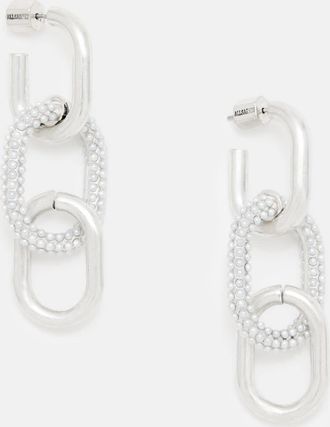 AllSaints Womens Brass Cydney Chunky Oval Chain Earrings, Size: One Size