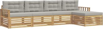 vidaXL Conjunto De Sof&aacute;s De Exterior 5 Uds. Blanco Y Gris Claro Vidaxl
