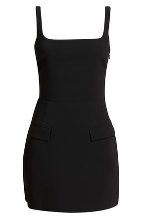 Amanda Uprichard Lily Square Neck Cocktail Minidress in Black at Nordstrom, Size X-Small