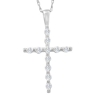 Pompeii3 1/5Ct Diamond Cross Pendant 10k White Gold 18 10k Gold Necklace
