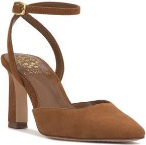 Vince Camuto Galees Ankle Strap Pump in Burnt Sugar Torano Suede at Nordstrom Rack, Size 11