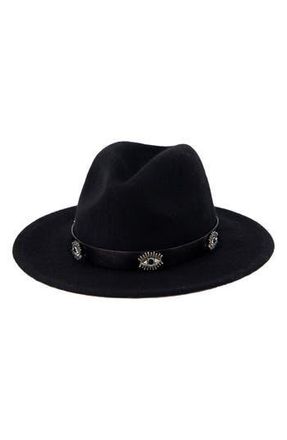 Kurt Geiger Evil Eye Wool Felt Fedora in Black at Nordstrom Rack