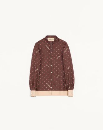 Valentino Camicia In Twill Stelline Starry Donna CHOCOLATE/BEIGE 36