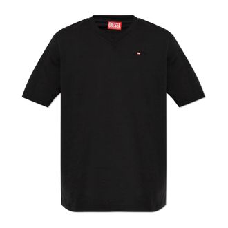 Diesel Tops, Heren, Zwart, 2Xl, Katoen, T-Adjust-V-Microdiv T-shirt