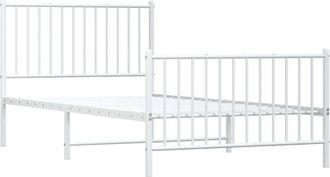vidaXL Metal Bed Frame without Mattress with Footboard White 100x200cm vidaXL