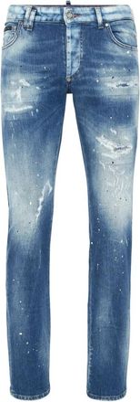 Philipp Plein Denim Super Straight Cut Broeken Smile - Heren - Slim Fit Jeans - Blauw - W30 - Denim - Jeans
