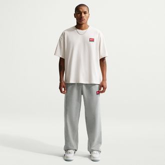 Nike Mens Solo Swoosh Fleece Open-Hem Pants in Grey | IO0675-063
