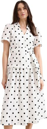 Phase Eight Adele Short Sleeve Midi Dress in Black/ivory at Nordstrom, Size 12