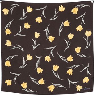 Jacquemus Black Tulip Graphic Silk Scarf