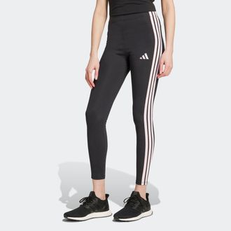 adidas Trainingstights ADIDAS SPORTSWEAR ESSENTIALS 3-STREIFEN COTTON, Damen, Gr. XS, N-Gr, schwarz (schwarz, clear pink), Obermaterial: 90% Baumwolle, 10% E