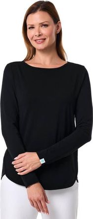Coolibar Womens Heyday Side Split Long Sleeve Shirt, UPF 50+ Sun Protection in Black at Nordstrom, Size X-Large
