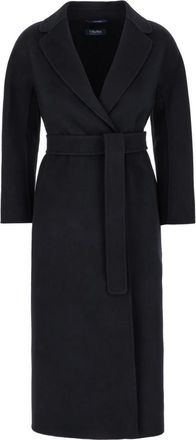 Max Mara Stijlvolle Jassen voor Vrouwen - Dames - Jas met riem - Blauw - 3XS - Wol - Jassen