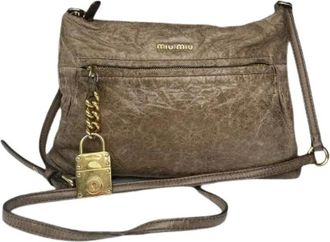 Miu Miu Pre-owned Cross Body Bags, female, Brown, Size: ONE SIZE Pre-owned Leather Shoulder Bag