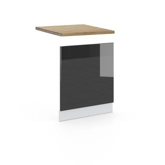 Vicco Panel Frontal Fame-line, Antracita Alto Brillo, 60 Cm, Et Roble
